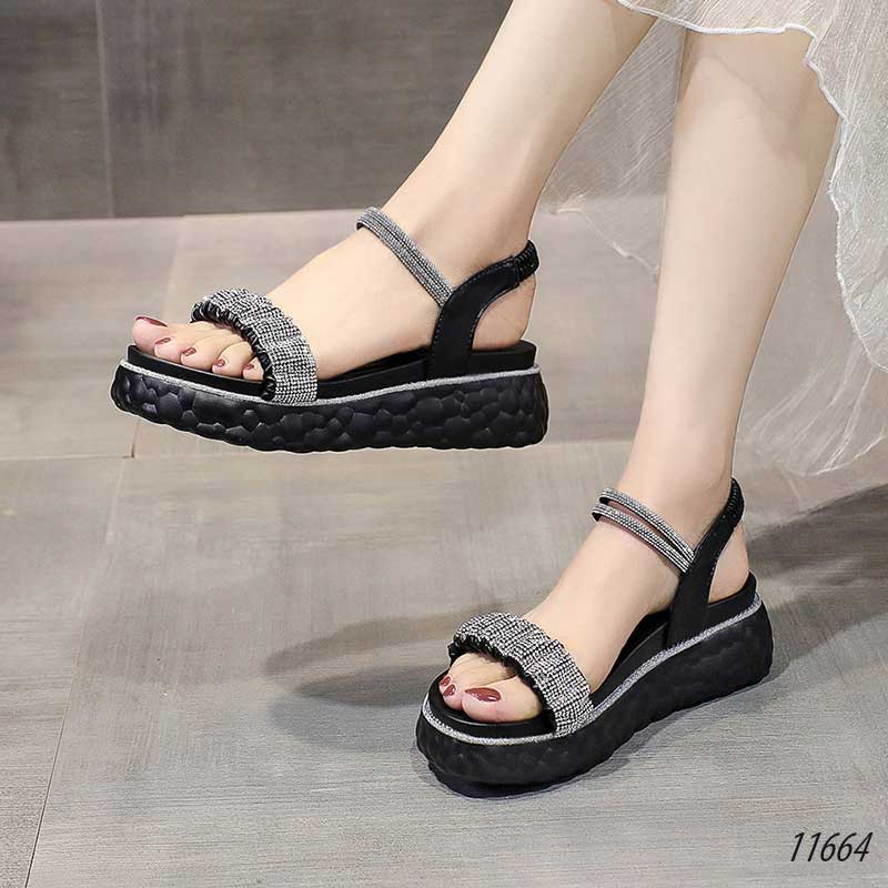 Dép sandal quai chun đính hạt 11663