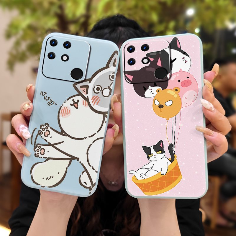 Cartoon Camera all inclusive Phone Case For OPPO Realme Narzo 50A Solid color soft shell cute Lens bump protection cat. 