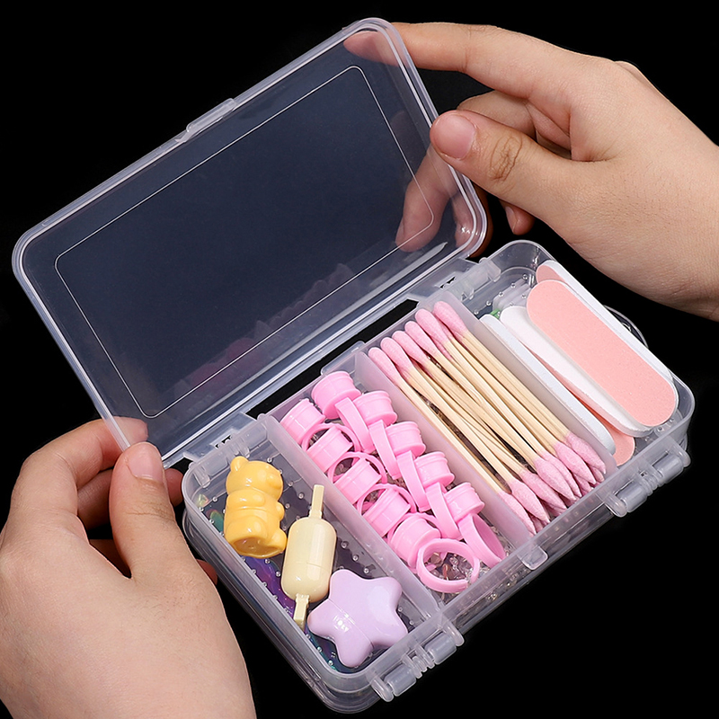 Double-Layer 10 Grids Nail Art Organizer Box Storage Tool Rectangle ...