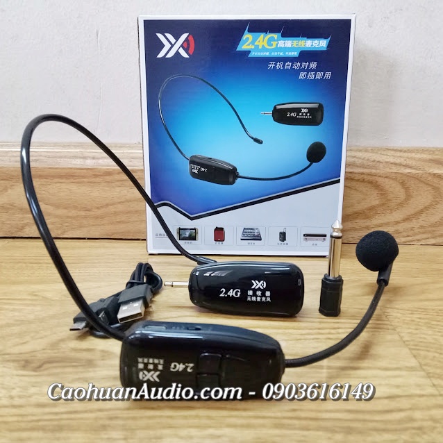 Micro không dây đeo tai 2.4g, uhf, v16 cho loa kéo, loa trợ giảng, amply