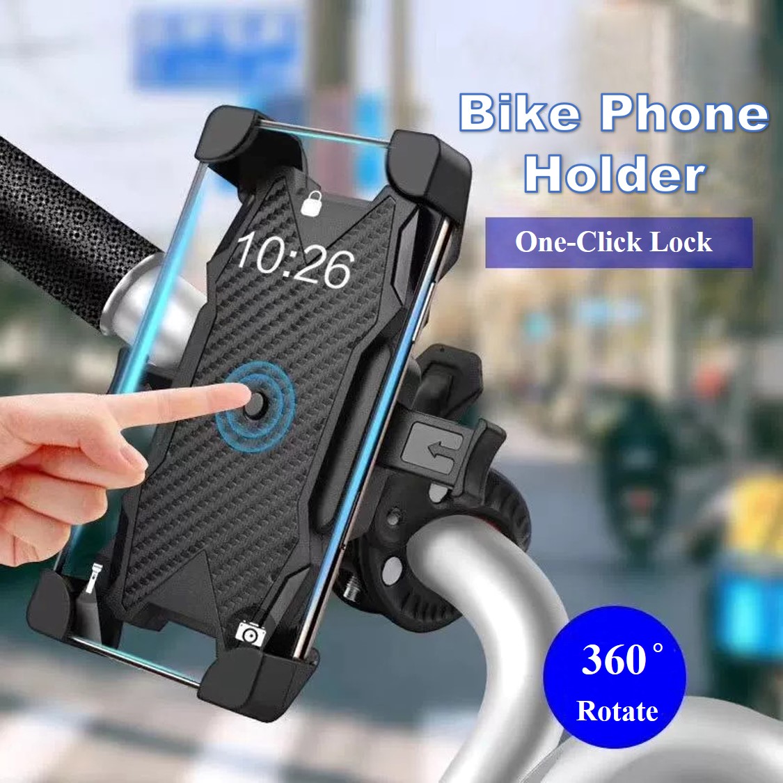 Universal Bike Phone Mount | One-Click Bicycle Front Frame Phone Holder Mountain & Road Bike Compatible  with 11/11 Pro/SE/X/XR/XS/8 Plus Galaxy S20 Ultra S10 S10e and More