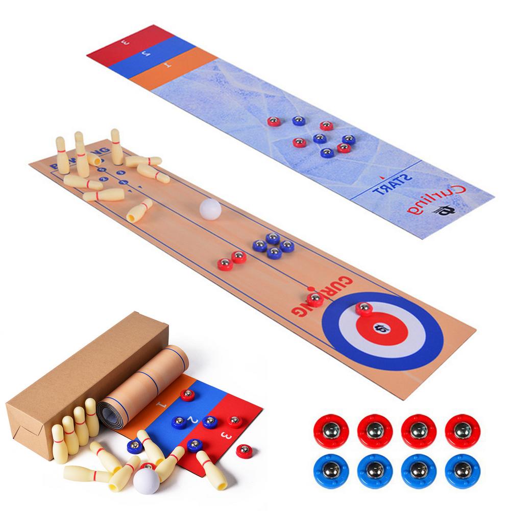 Portable 3 In 1 Table Top Shuffleboard Curling Game And Bowling Set Family Games For Kids S Indoor Outdoor Board Game