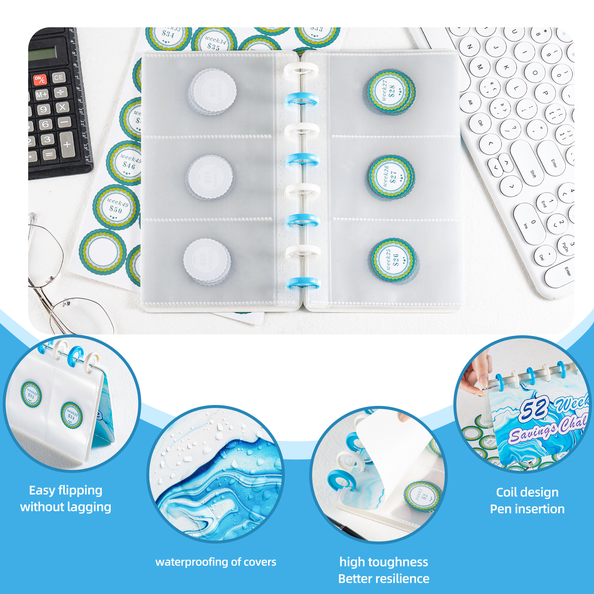 52 Week Savings Challenge 8 Hole Budget Envelope 52 Week Savings Challenge 52-week Challenge To Save Your Savings Book New Loose-leaf Notebooks 8 Hole Budget Envelope Envelope Saving Organization