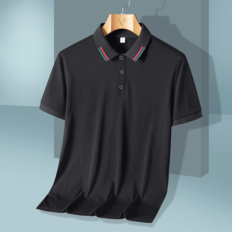 AA18-2023 Cotton Polo Shirts Men Business Normal Short Sleeve Classic Fit Stretch Golf Tshirt Work Summer Big Size 8XL White Black