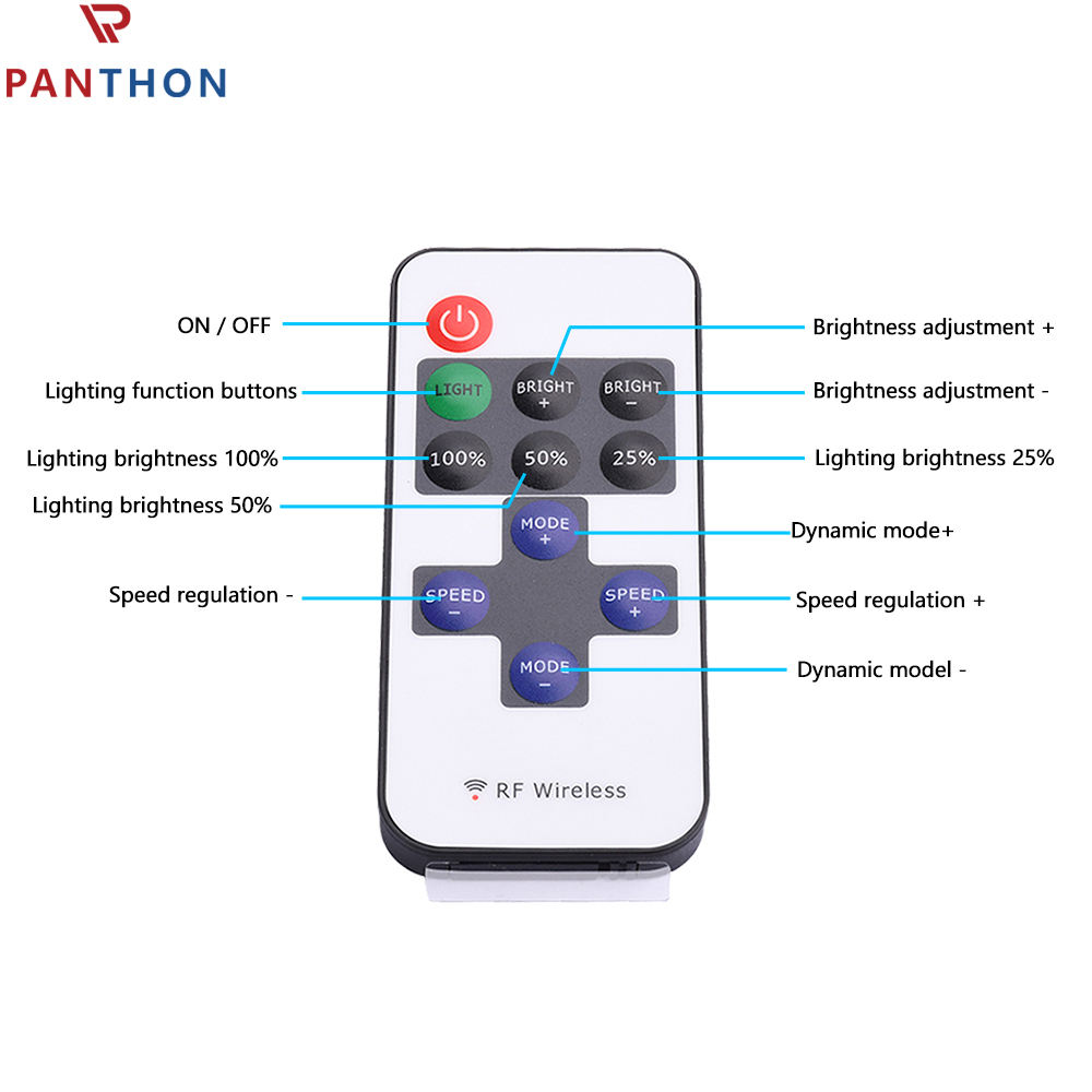 【Ready Stock】PANTHON RF Dimmer Controller for LED Strip Lights DC5V 12V 24V Dimmer Controller Brightness & Effect RF Wireless Remote LED Dimmer