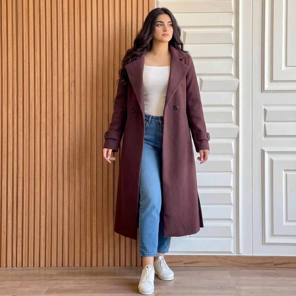 Casual%20Wear%20College%20Wear%20Hello%20Women's%20Winter%20Popular%20One%20Button%20Double%20Fleece%20Long%20Coat%201%20Piece%20Women's%20Fashion%20-%20Image%202