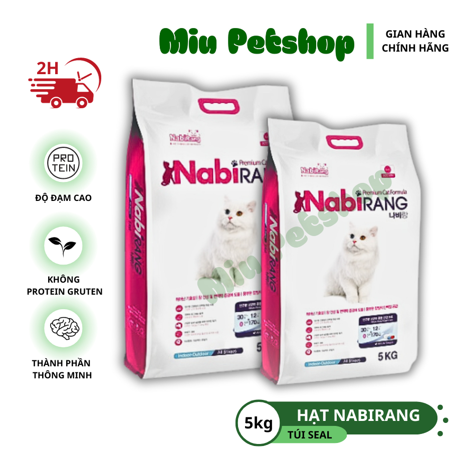Hạt cho mèo Nabirang túi 5kg Hạt dinh dưỡng cho mèo mọi lứa tuổi. NABIRANG