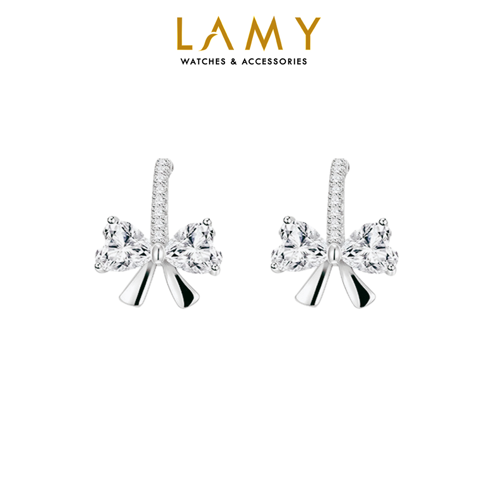 Khuyên tai bạc nữ cde innovative bow earrings silver cde3176sv - khuyên tai bạc ta