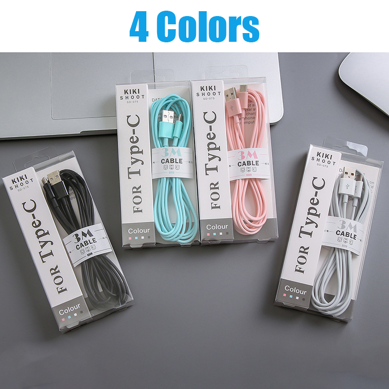 Cáp sạc nhanh USB 3M dài tương thích cho iPhone Micro USB loại C Dây sạc cáp cáp sạc, truyền dữ liệu