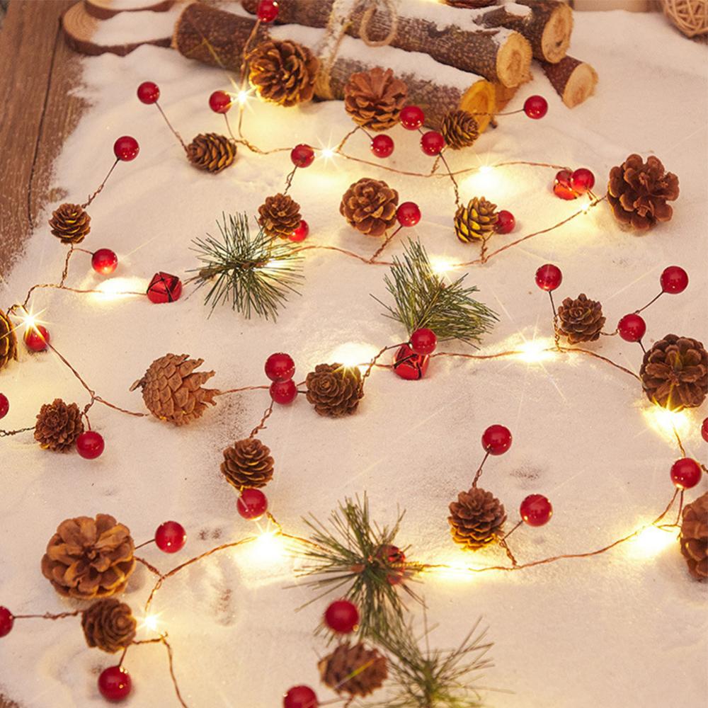 Christmas String Lights 2M Christmas Pine Cone LED String Light Decor Battery Operated Warm White Lights Xmas Home Decor