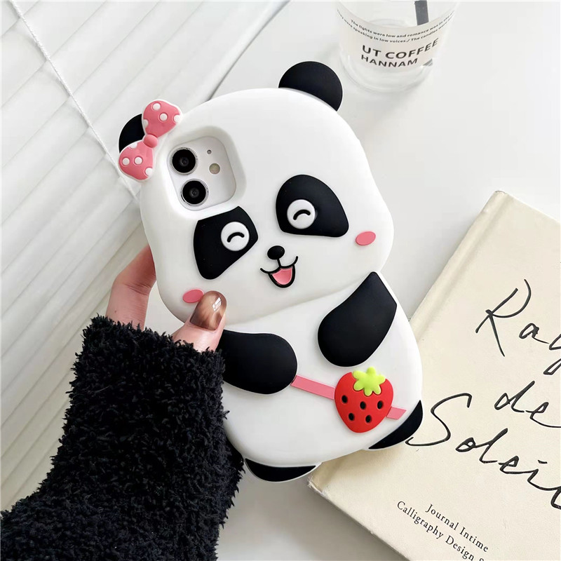 Cartoon lovely panda phone case for iphone 13 pro max 12 pro max 11 pro max 6 6s plus 7 plus 8 plus se 2020 soft silicone phone back cover for iphone x xr xs max back shell