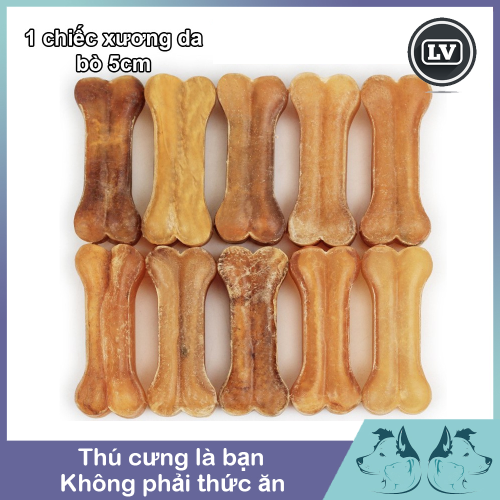 Đồ ăn vặt xương gặm cho chó da bò 5cm 1 thanh