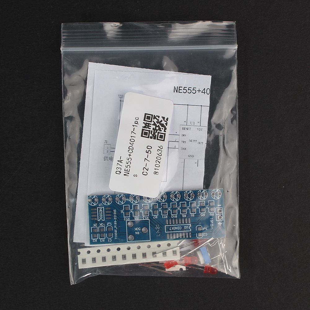 NE555 CD4017 LED Flow Light Electronic Production Suite Control Board Module Capacitor Oscillator Clock Signal DIY Electronic Kit