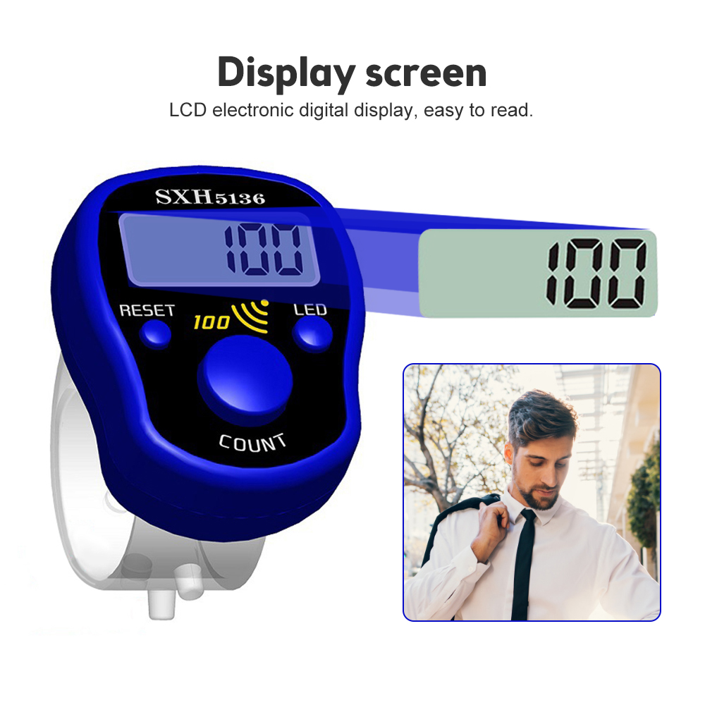 DIPPRUN Finger Counter SXH5136 Finger Ring Electronic Counter LED Nightlight Counter(Color Random)