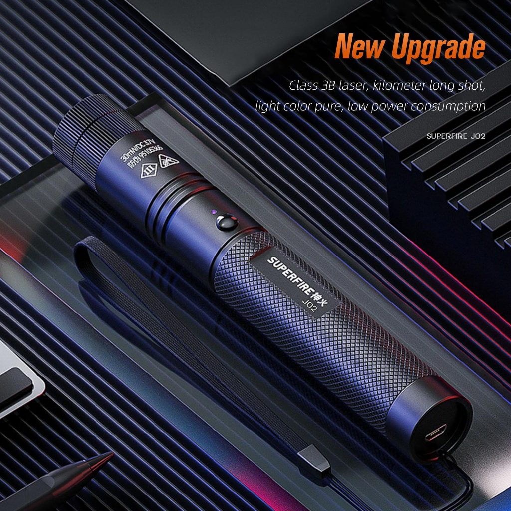 SUPERFIRE J02 Green Laser Pointer - USB Rechargeable Aluminum Pen Laser (Class 3R <1mW, Presentation & Astronomy)_voghion.com