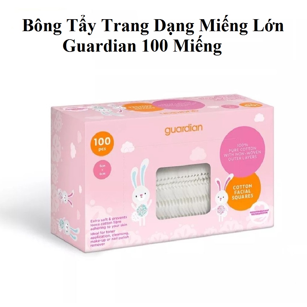 Bông Tẩy Trang Dạng Miếng Lớn Guardian 100 Miếng