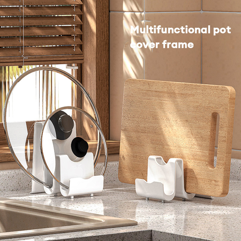 Pot lid rack storage rack bracket countertop sitting household chopping board placement rack kitchen punch-free storage artifact