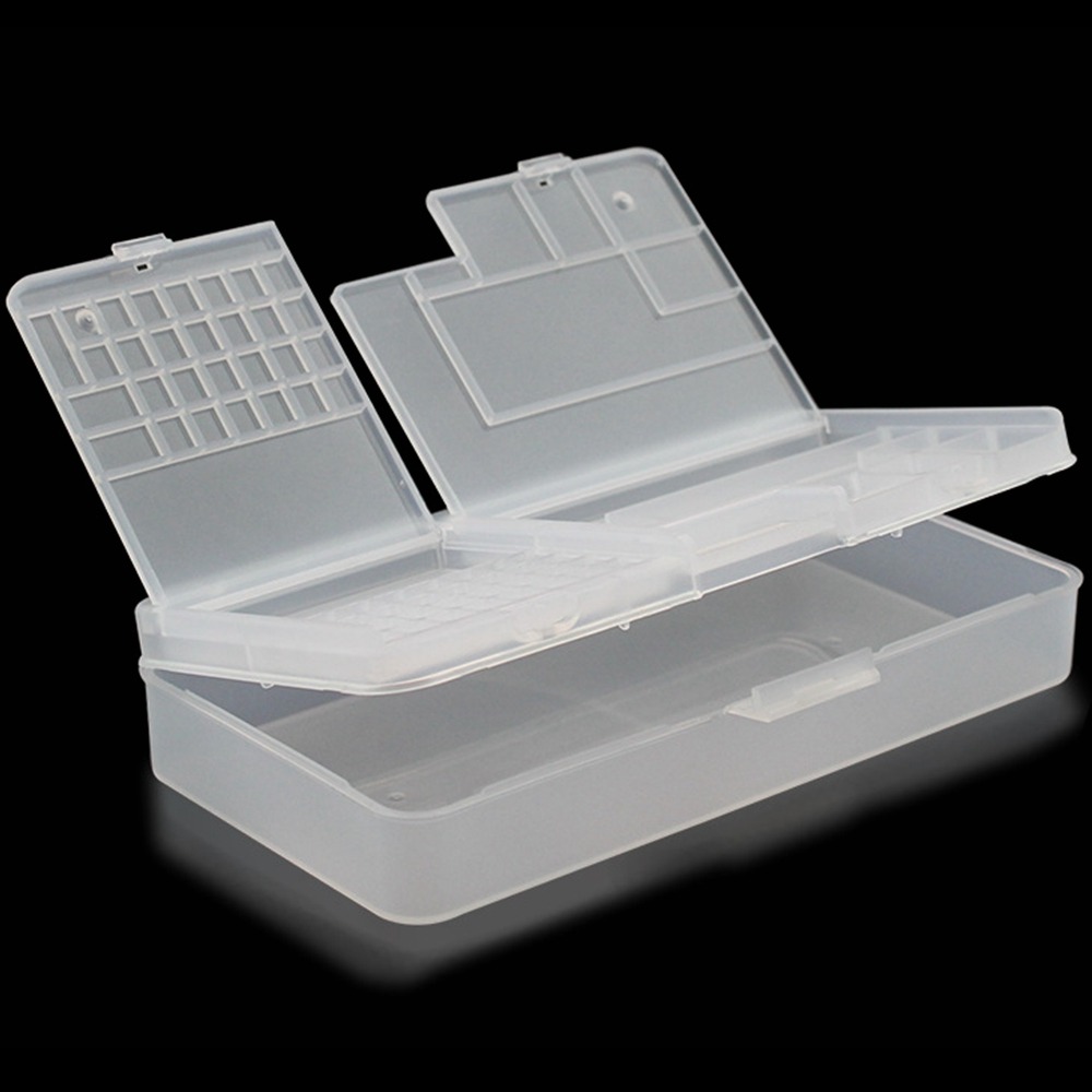 AAVGH PVC Flip Storage Box Two-layer Rectangle Mobile Phone Repair Storage Box High-capacity Component Tool Packaging Box for Mobile Motherboard/Small Screw/Component