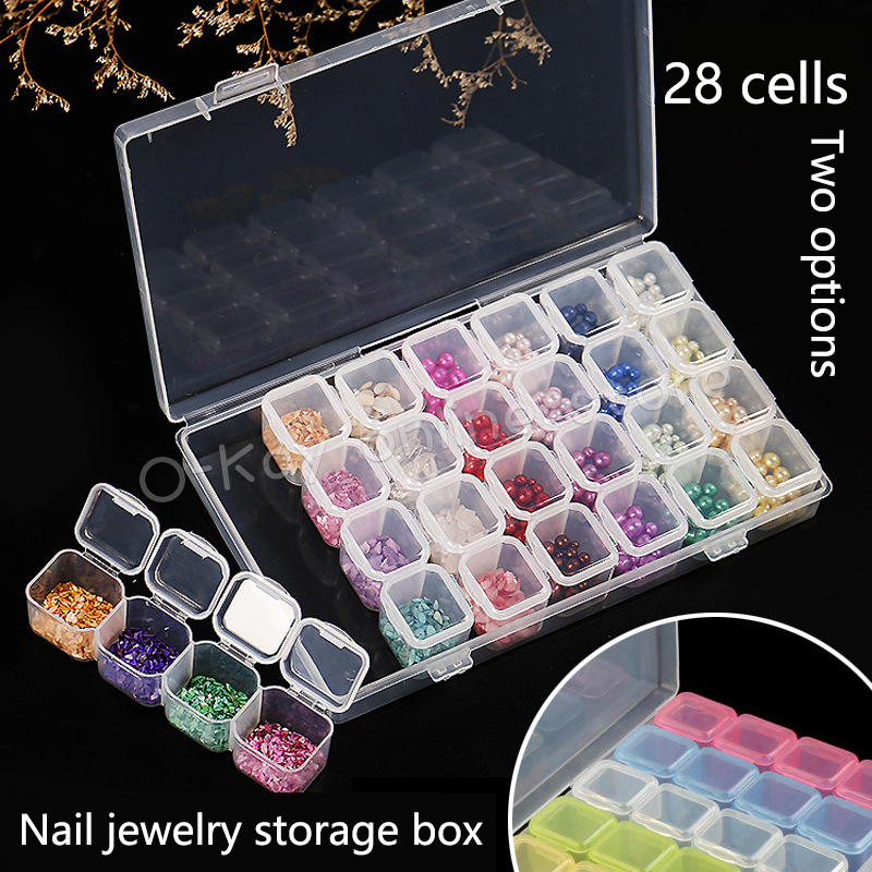 1x Convenient 28 Slots Adjustable Jewelry Storage Box Craft Beads Case Organizer 