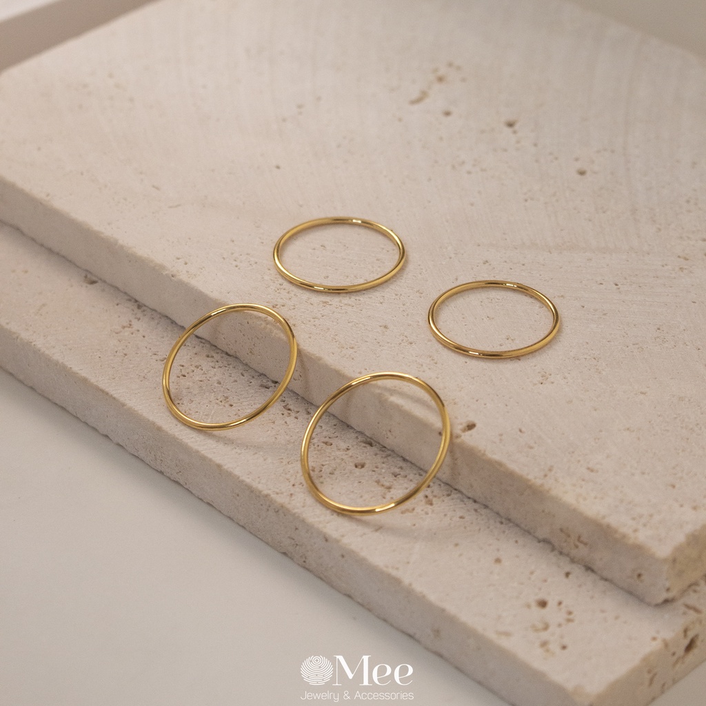 [1.12-GIẢM 15K ĐƠN 299K]- Nhẫn nữ Dot ring Mee bản mỏng đính đá - R3527