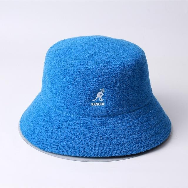 KANGOL New Korean Version of the Kangaroo Classic Embroidery Kangaroo Towel Mesh Fisherman Hat Flat-top Basin Hat Fisherman Hats