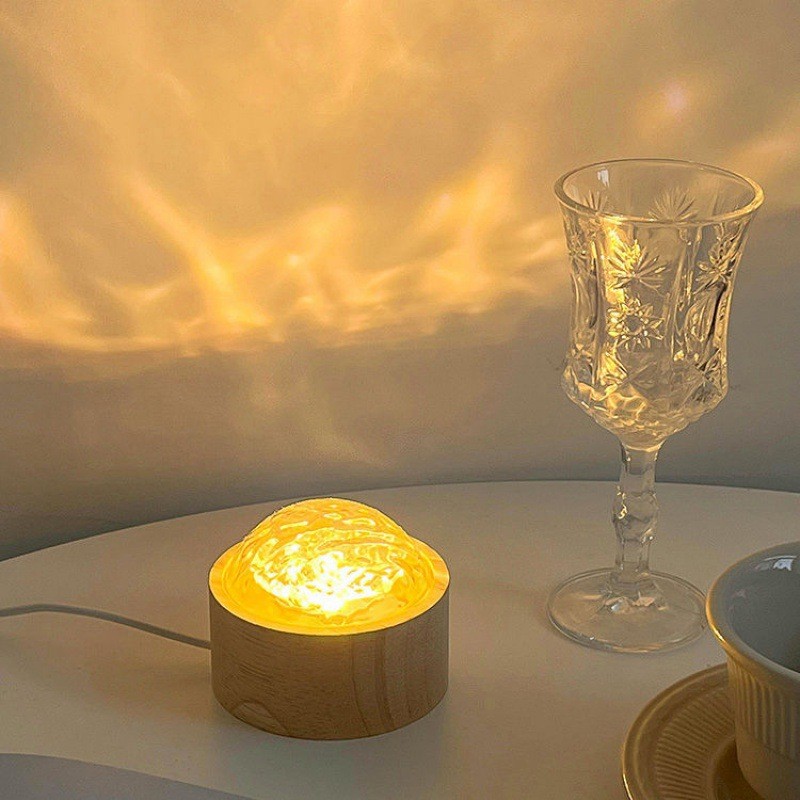 YONUO Light and shadow table lamp rotating water pattern lamp night light projection aurora flame bedside atmosphere lamp bedroom gift