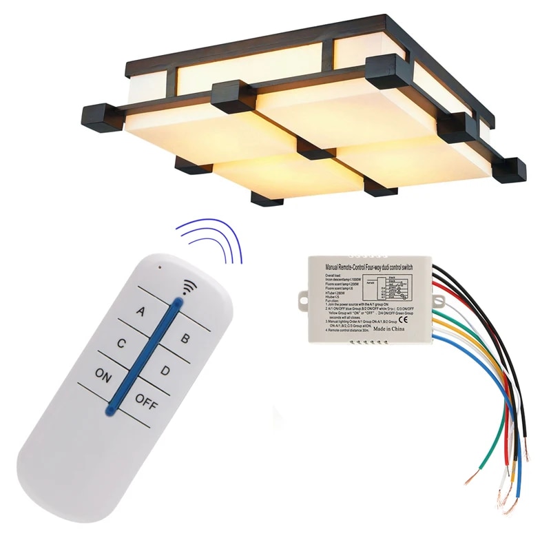 %E3%80%90Limited%20Quantity%E3%80%91%204%20Channel%20And%20Remote%20Control%20Lighting%20Fixture%20Diy%20Relocate%20Old%20Ceiling%20-%20Image%203