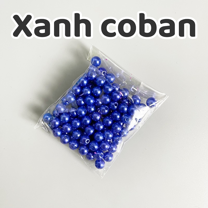 Hạt ngọc trai nhựa 6mm có lỗ, hạt bẹt, hạt cườm kết đính trang phục, đồ handmade