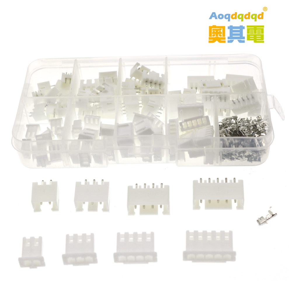 230pcs/box xh2.54 2p 3p 4p 5p pin 2.54mm pitch terminal kit / housing / pin header jst connector wire connectors adaptor xh kit