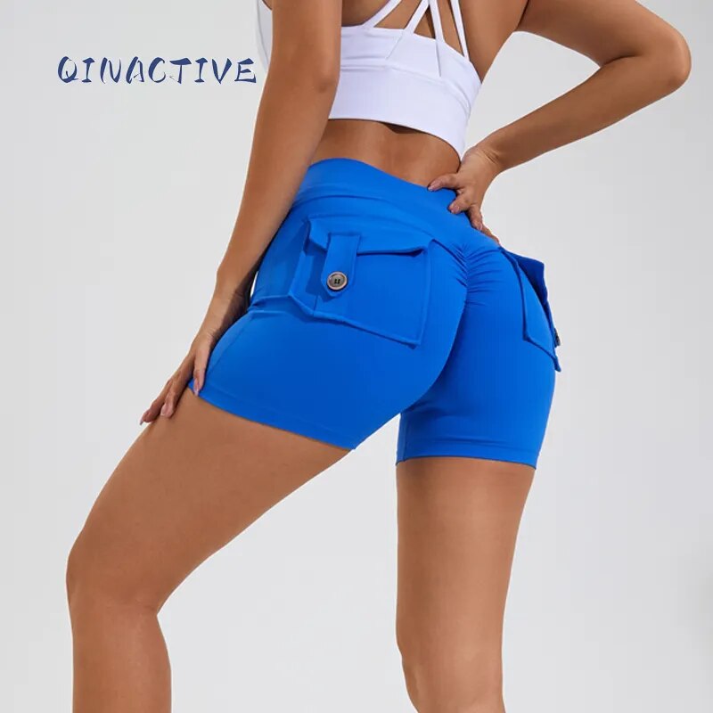 QINACTIVE Yoga Shorts for Women Pocket Scrunched Butt Gym Leggings High ...