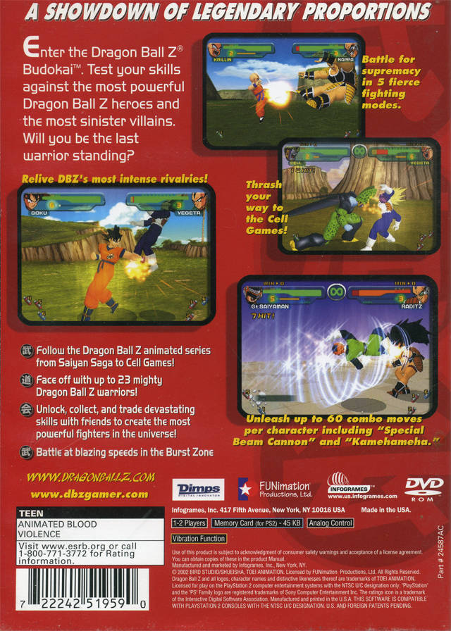 Dragon Ball Z Budokai 1 Original - Playstation 2 - Escorrega o Preço