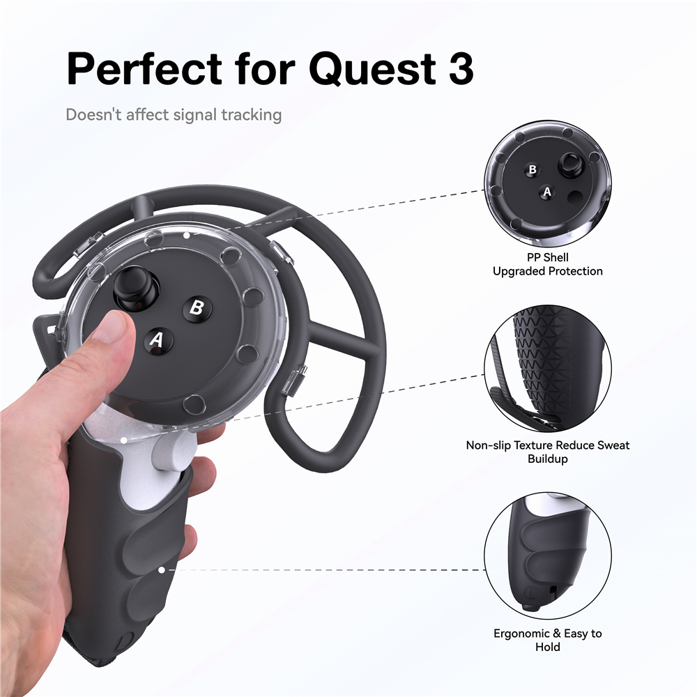 6in1 Hoàn Chỉnh VR Phụ Kiện Cho Meta Quest3 Tai Nghe Bộ tay cầm điều khiển Silicone Bìa, mặt nạ, vòng bảo vệ ống kính máy ảnh của điện thoại, nút rocker