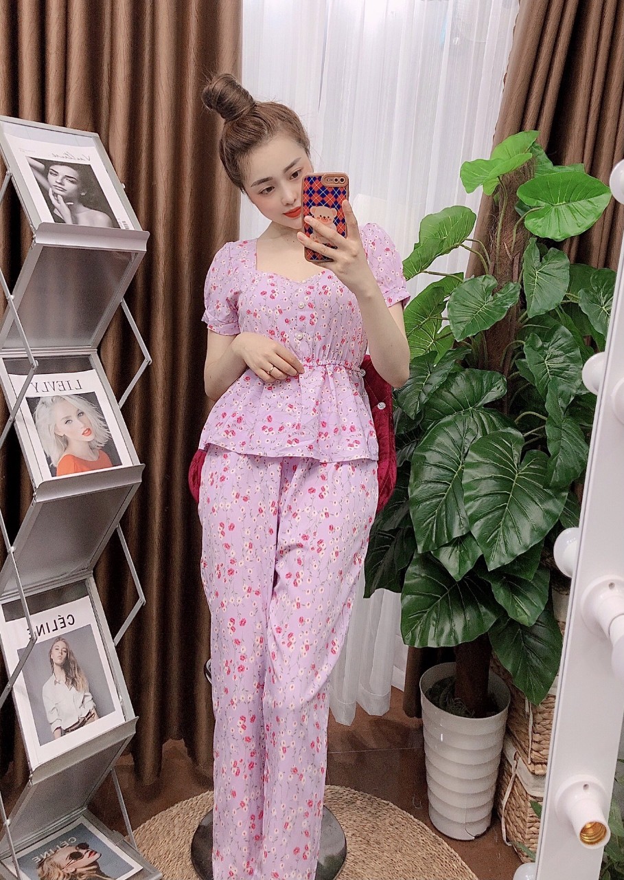 Bô Đồ Lụa Dài Mặc Nhà. Set Đồ Bộ Mặc Nhà  SIZE 40-65KG