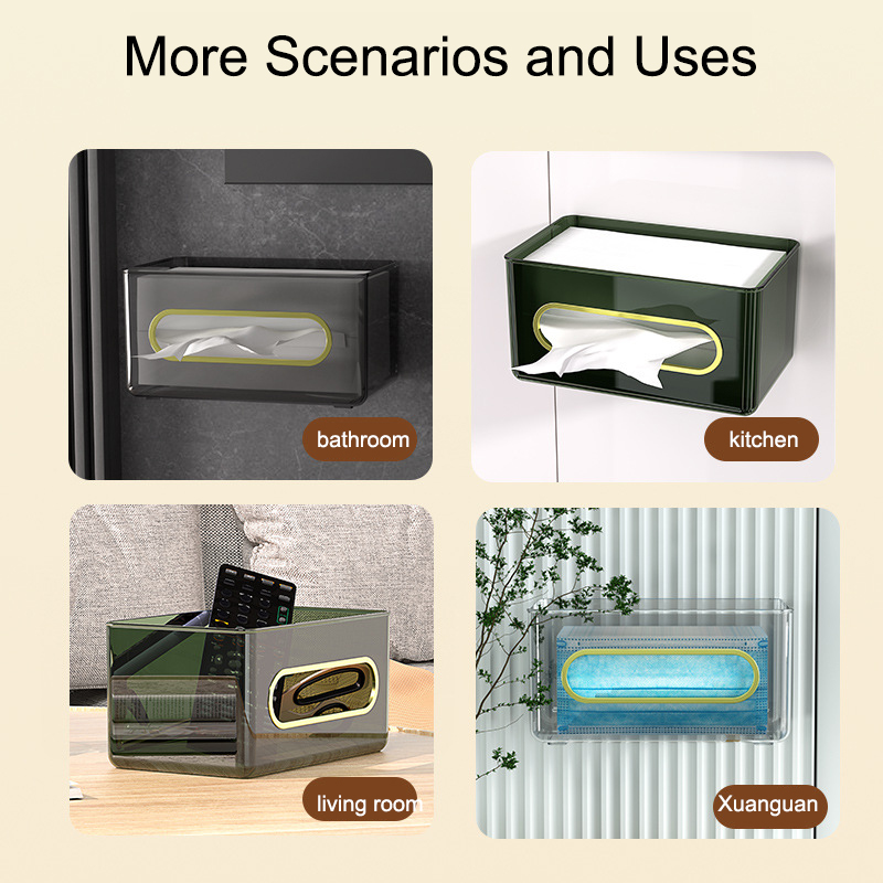 Wall hanging tissue box Light luxury side opening wall hanging tissue box Tissue face towel solid storage box