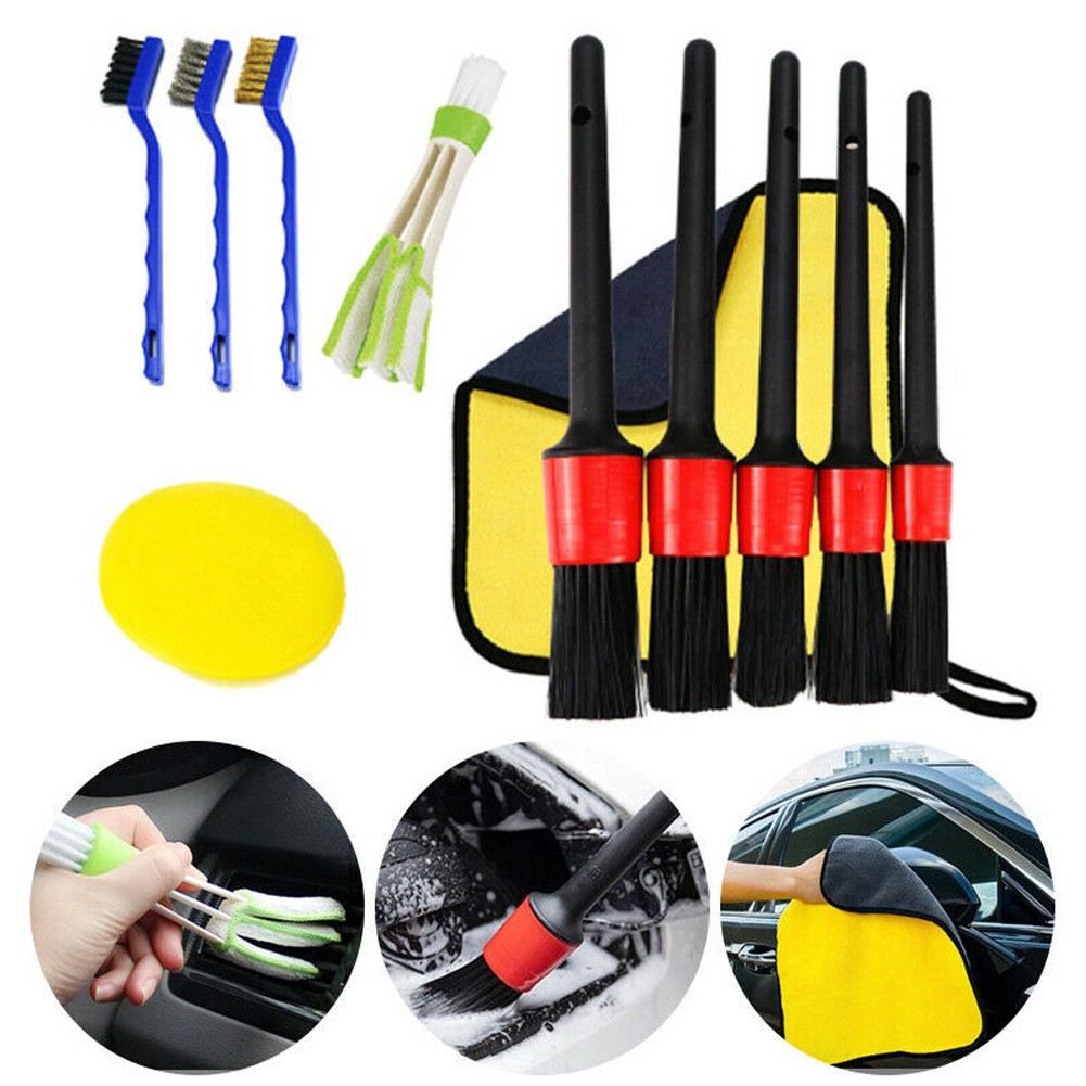 Premium Car Detailing Brush Kit 11 Pieces Auto Interior Wheel Gap Cleaning Tool