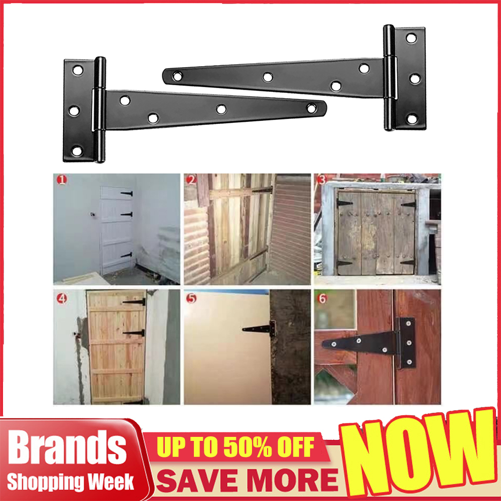 HLMOptimo Heavy Duty T-Strap Hinges Shed Hinges for Wooden Fences Barn Doors Rustproof Decorative Classic Hinge w/Screws 4, 6 inch