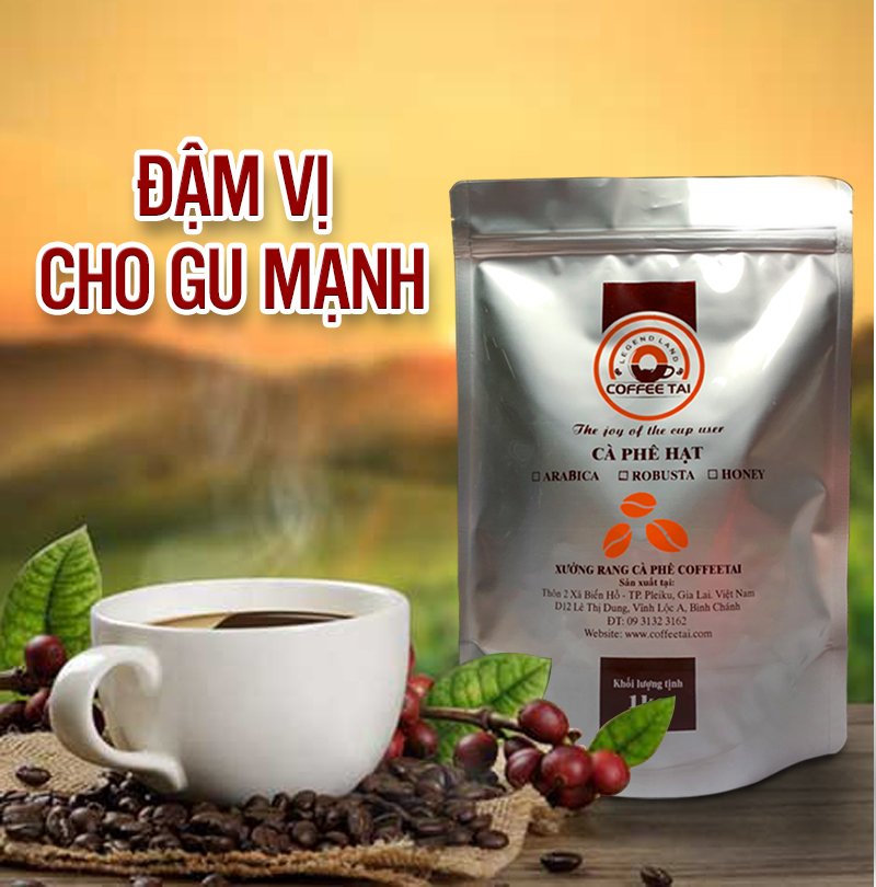 Cà phê rang xay nguyên chất 1KG robusta COFFEETAI cafe rang xay mộc sạch bằng công nghệ hot air phân loại cà phê pha phin và hạt thơm nồng, đậm vị