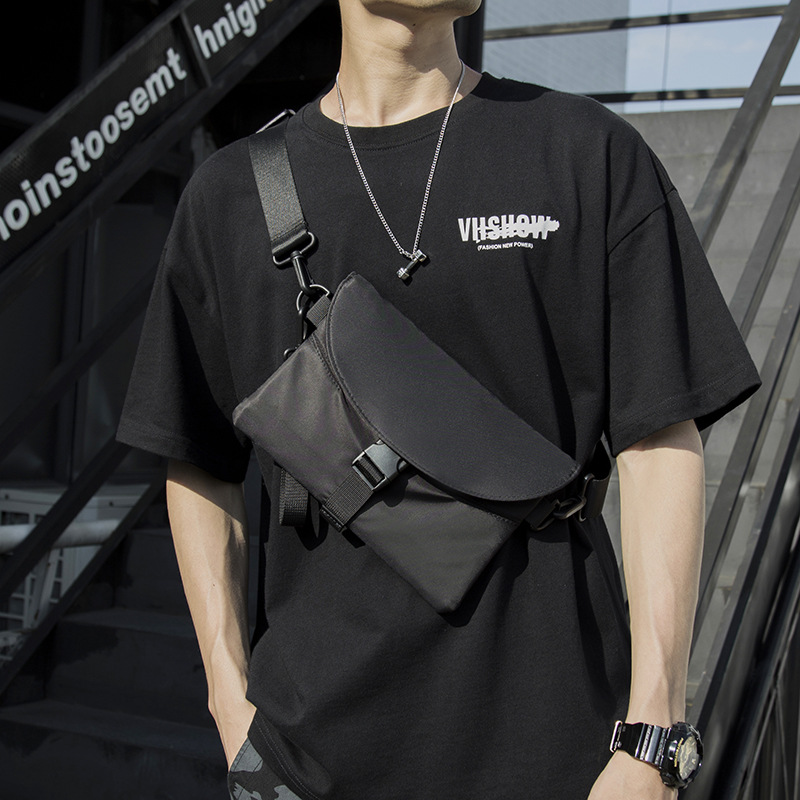 Fashion Simple Men's Small Chest Bag Messenger Bag Men's Korean Fashion  Casual Soft Leather Shoulder Bag Outdoor…