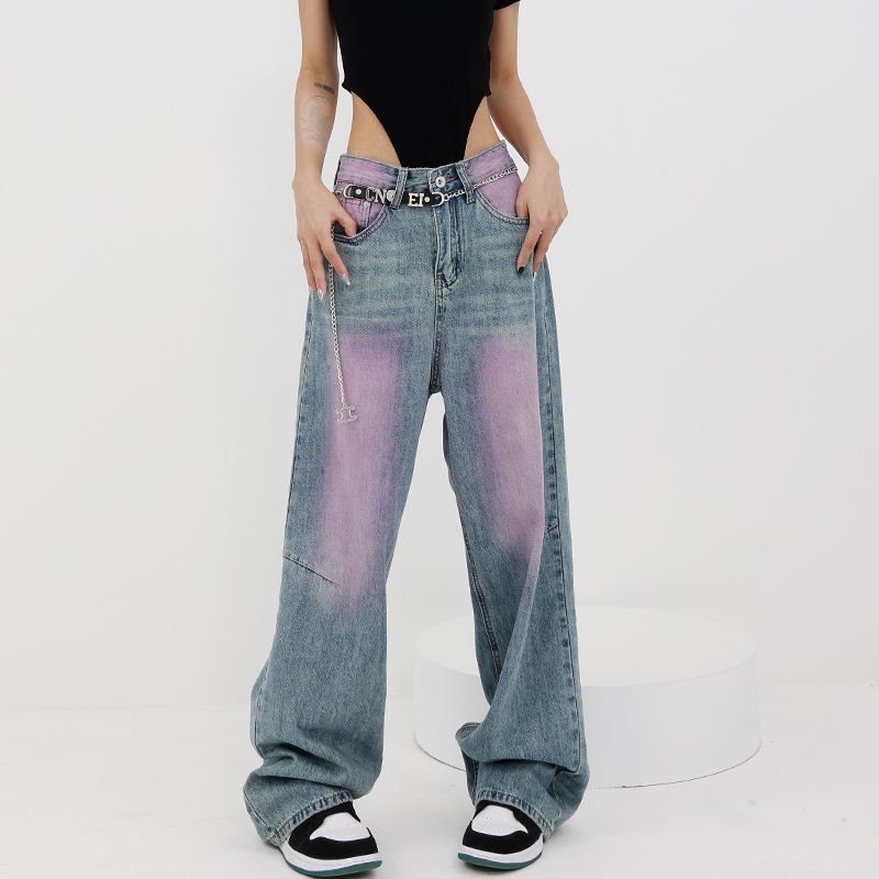 y2k Raw edge big wide leg jeans for women girls Korean style high waist mop  pants