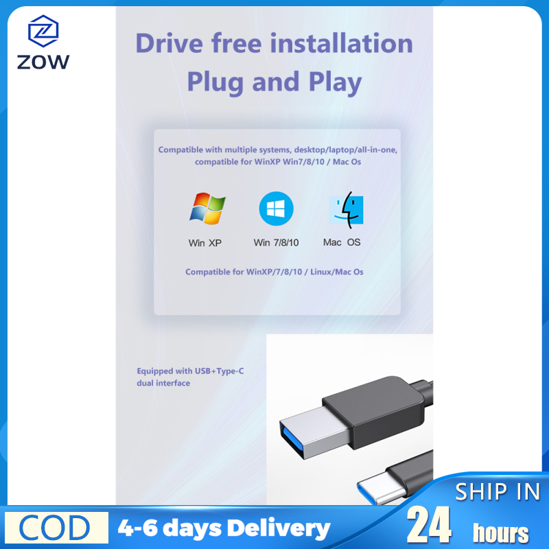 ZOW Mall Usb 3.0 Type-c External Optical Drive Cd Dvd Writer High-speed 5 In 1 Multi-functional Optical Drive For Laptop
