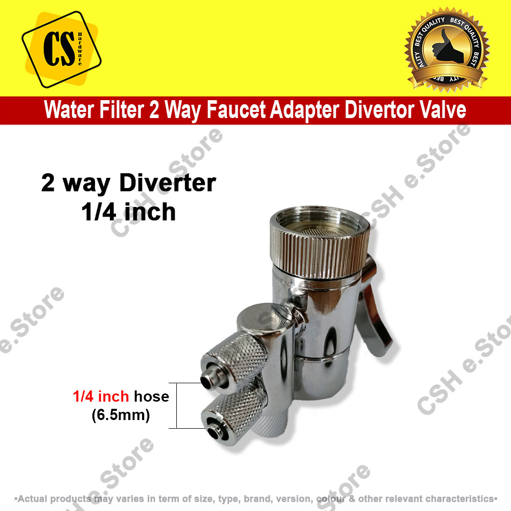 2 Way Diverter Valve for Water Filter Purifiers Water Filter Adapter Sink Faucet for Tube 1/4
