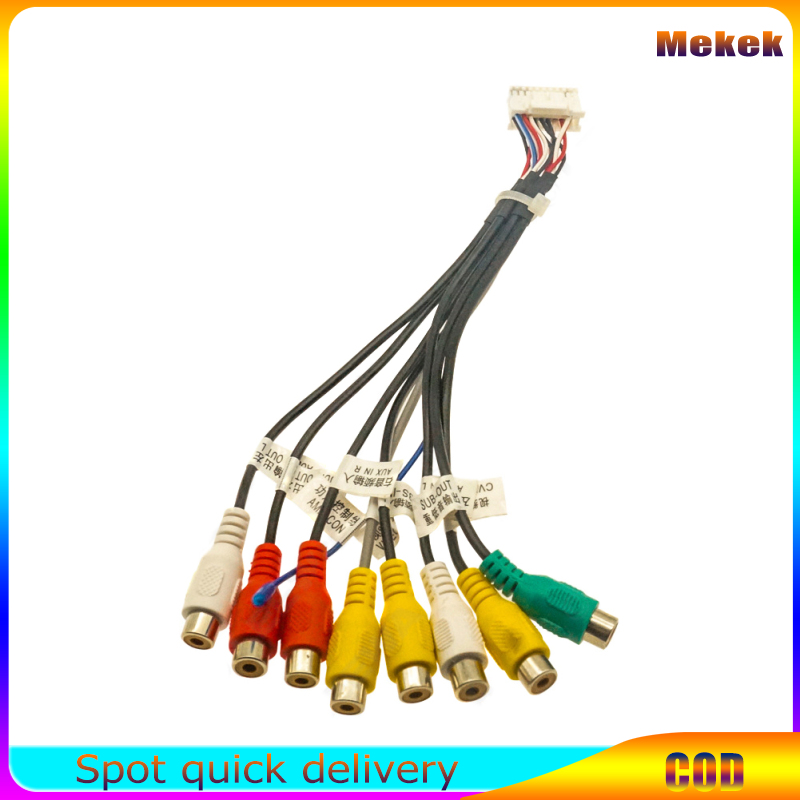 Mekek Car Audio Head Unit Stereo Wire Harness Kits 20-pin 8-head Rca Cable Audio Video Line For Android Interface