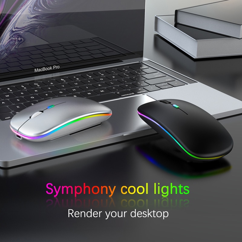 Wireless Mouse For Laptop PC Bluetooth RGB Rechargeable Mouses Wireless Computer Silent Mice LED Backlit Ergonomic Gaming Mause