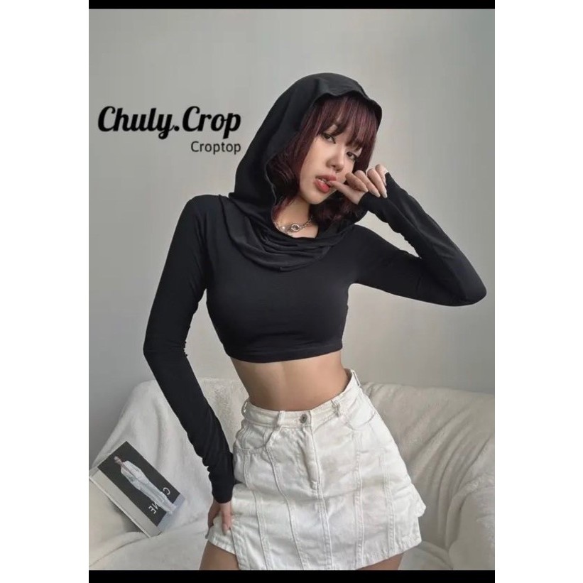Áo croptop có mũ trùm đầu phong thái cá tính,chất