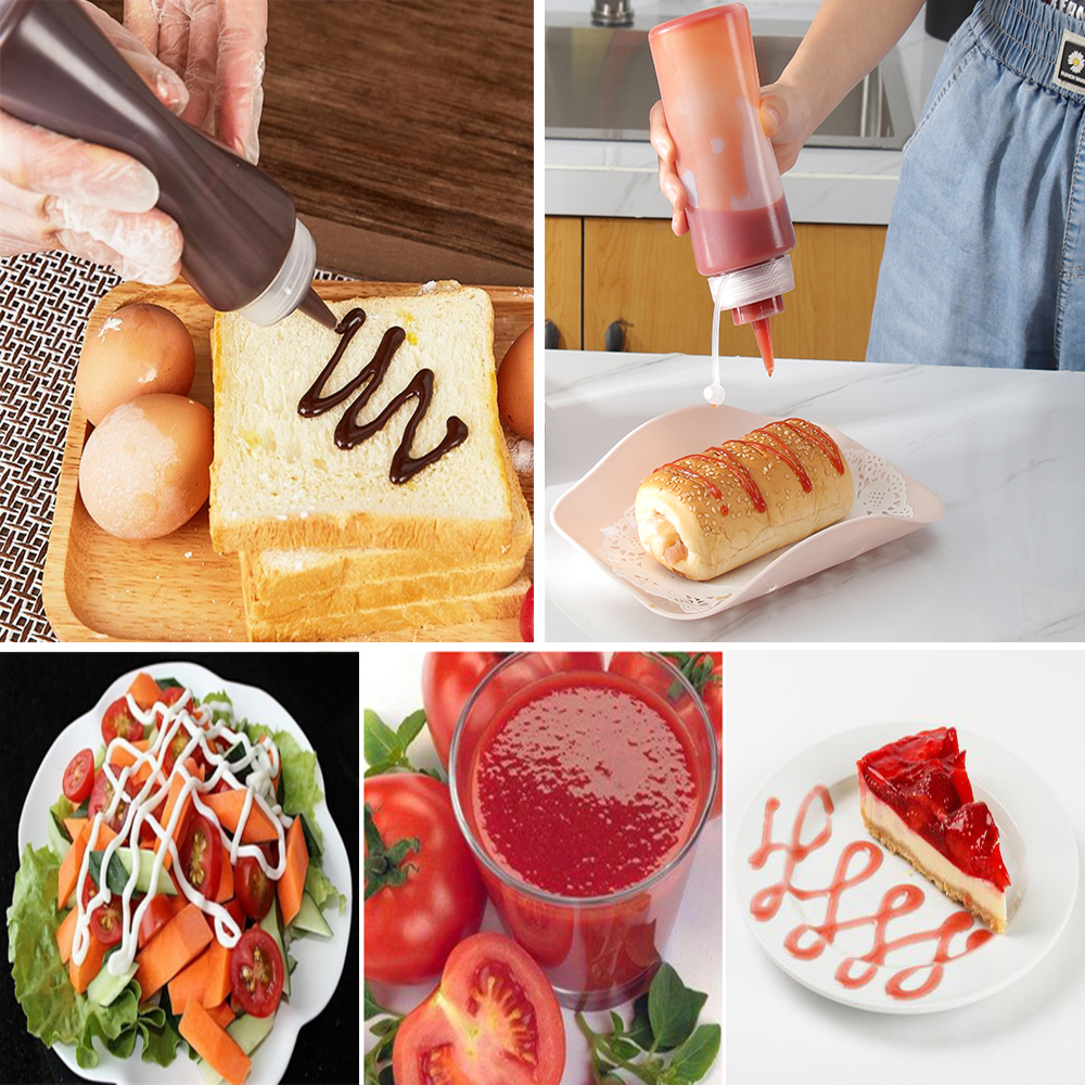 3 Pack Plastic Squeeze Bottles 8 oz Condiment Squeeze Bottle Multipurpose Squirt Bottles for Ketchup Oil Jam BBQ Sauce Dressing Grilling Crafts Syrup Dispensers
