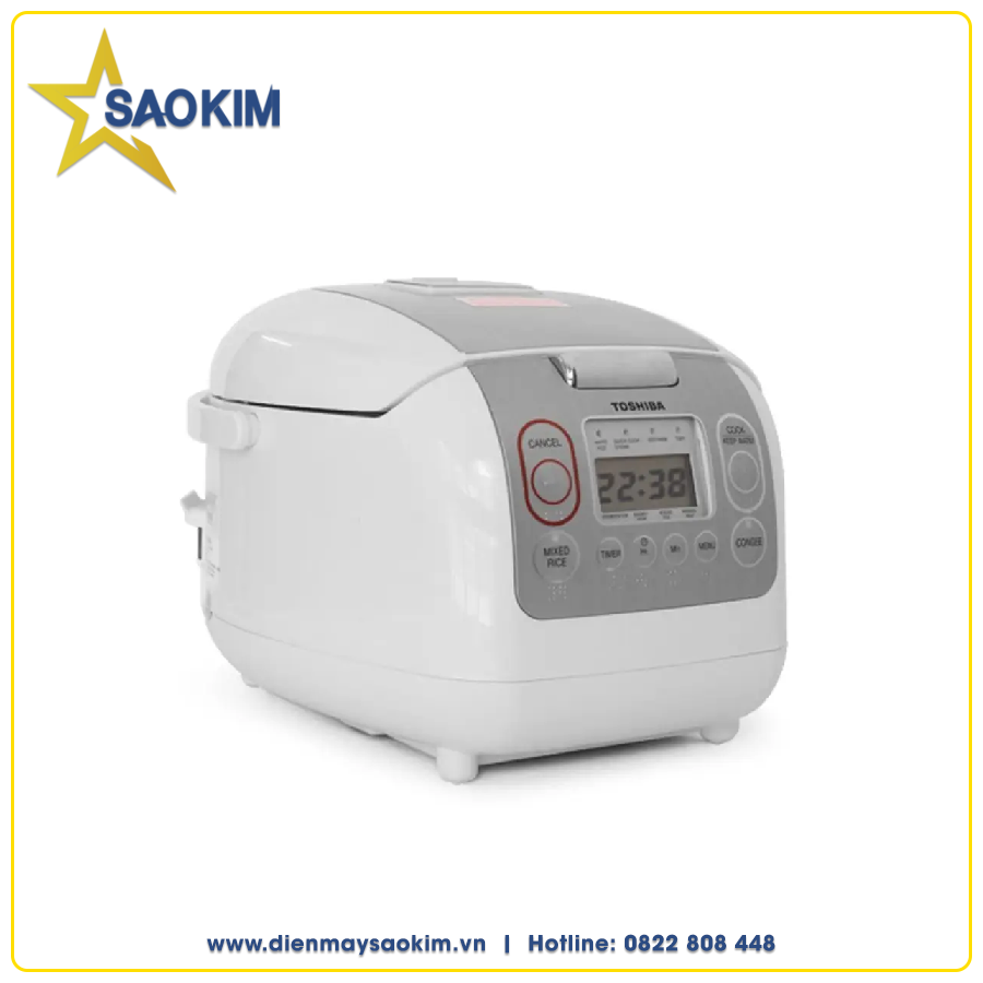 Nồi cơm điện tử Toshiba RC-18NMFVN(WT) -Chất liệu lòng nồi: Hợp kim nhôm phủ chống dính -Công suất: 800W -Chức năng nấu:Nấu cơm, Hâm nóng, Hâm soup, Nấu cháo, Nấu súp, Nấu nhanh, Luộc trứng, Hấp, Lên men, Làm bánh-Bảo hành 12 tháng