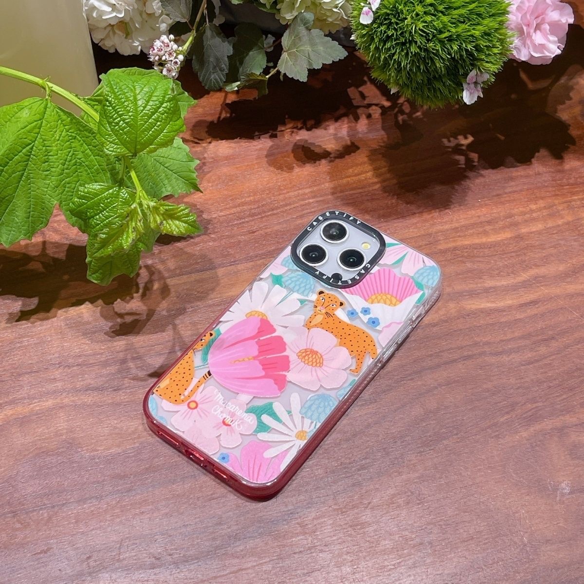 CASETiFY Flower Crystal Pink Ombre Case with Magsafe for