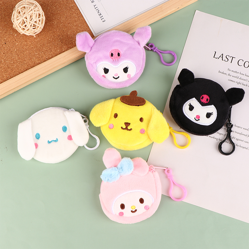 Cute Plush Money Change Pouch Cartoon Cinnamoroll Kuromi Coin Purse Small Wallet Key Bags For Girls Kids Gift. 