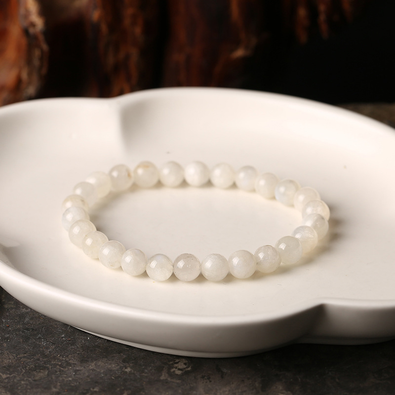 Brazil Natural White Moonstone Bracelet Diy Single Ring Bracelet Female Moonstone Ornament Jewelry Bracelet