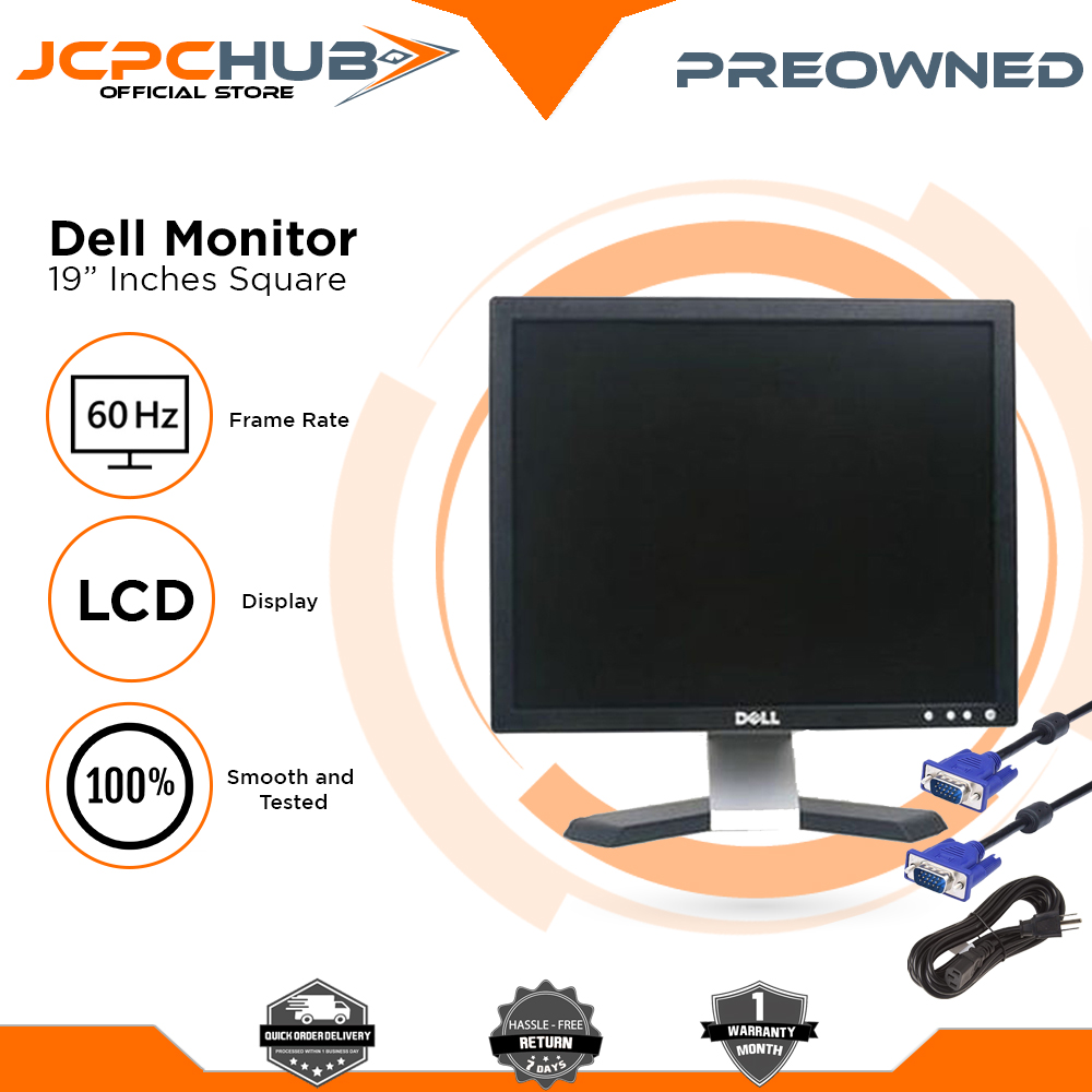 Dell Monitor 19 Inch LCD Square Screen Display With Free Power Cable 